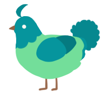 A spring and teal chicken with a head pattern