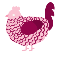 A rose and maroon chicken with a lace pattern
