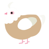 A beige and white chicken with a head pattern