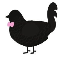 A black and sable chicken with a lace pattern
