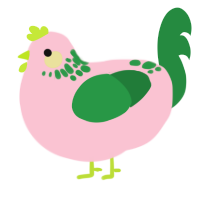 A rose and viridian chicken with a neck-speckle pattern