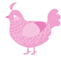 A pink chicken with a lace pattern