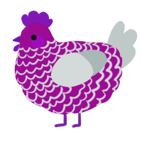A plum and silver chicken with a lace pattern