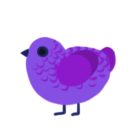 Welchers, a blurple and violet chicken with a half-lace pattern