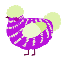 A amethyst and apple chicken with a bar pattern