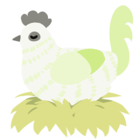 A white and apple chicken with a bar pattern
