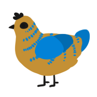 A gold and sapphire chicken with a half-bar pattern