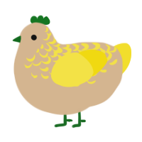 A beige and yellow chicken with a half-lace pattern