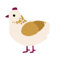 A cream and gold chicken with a neck-speckle pattern