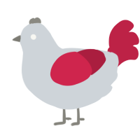 A mist and crimson chicken