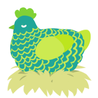 A turquoise and lime chicken with a lace pattern