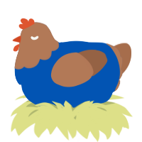 A ultramarine and brown chicken with a head pattern