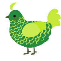 A viridian and lime chicken with a lace pattern