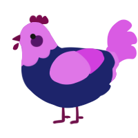 A navy and orchid chicken with a head pattern