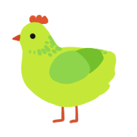 A lime and grass chicken with a neck-speckle pattern