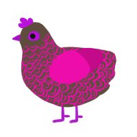 A bark and fuchsia chicken with a double-lace pattern