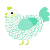 A white and mint chicken with a lace pattern