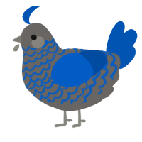 A grey and ultramarine chicken with a lace pattern