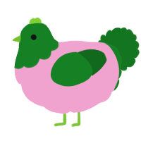 A pink and leaf chicken with a head pattern