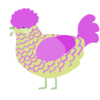 A lemon and orchid chicken with a lace pattern