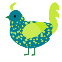A sea and lime chicken with a speckle pattern