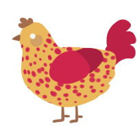 A honey and crimson chicken with a speckle pattern