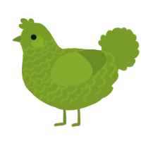 A chartreuse chicken with a lace pattern