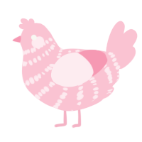 A rose chicken with a bar pattern