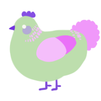 A gluppy and lavender chicken with a neck-band pattern