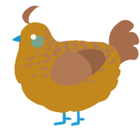 A ochre and brown chicken with a half-lace pattern