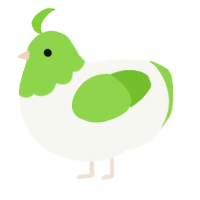 A white and grass chicken with a head pattern