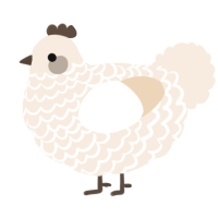 A cream chicken with a lace pattern