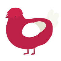 A crimson and white chicken