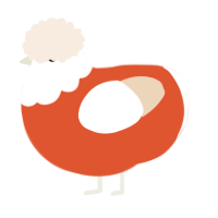 A vermilion and cream chicken with a head pattern
