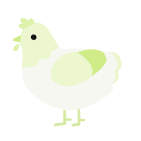 A white and apple chicken with a head pattern