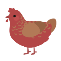 A red and brown chicken with a half-lace pattern
