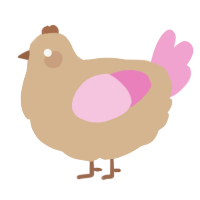 A beige and pink chicken