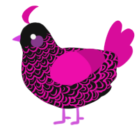 A black and fuchsia chicken with a double-lace pattern