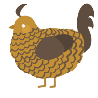 A gold and bark chicken with a lace pattern