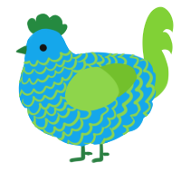 A sky and grass chicken with a lace pattern