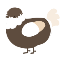 A bark and cream chicken with a head pattern