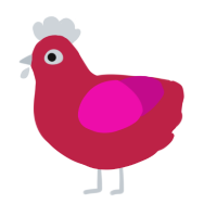 A crimson and fuchsia chicken