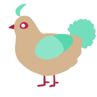A beige and mint chicken