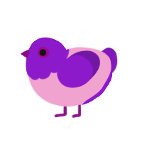 (unnamed), a pink and violet chicken with a head pattern