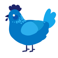 A sapphire and sky chicken with a neck-speckle pattern