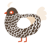 A bark and cream chicken with a lace pattern