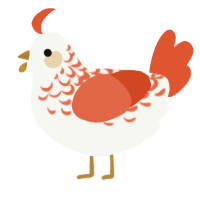 A white and vermilion chicken with a half-lace pattern