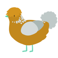 A ochre and silver chicken with a neck-speckle pattern
