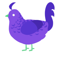 A blurple and indigo chicken with a half-lace pattern