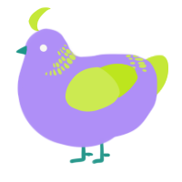 A lilac and lime chicken with a neck-band pattern